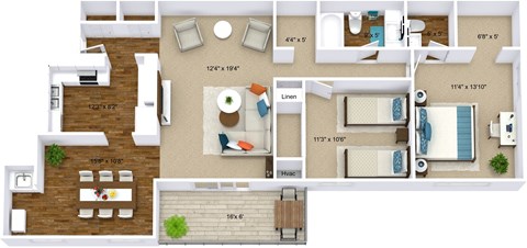 The Maple two bedroom floor plan